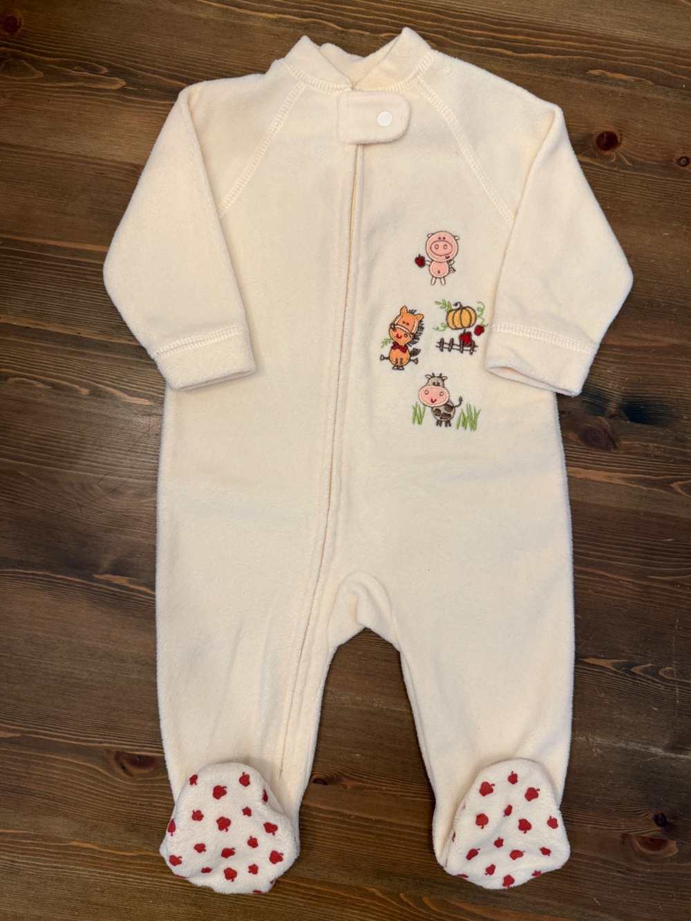 Baby’s Own Infant Fleece Pumpkin Apple Animal Footed Sleeper Butter Yellow (6M)